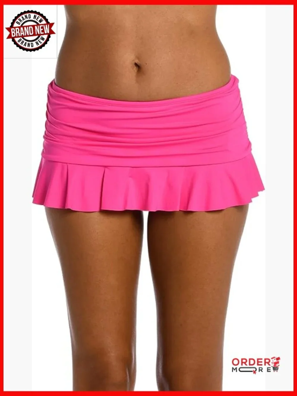 Women's Skirted Hipster Bikini Bottom Swimwear Bottoms High Rise Nylon Blend